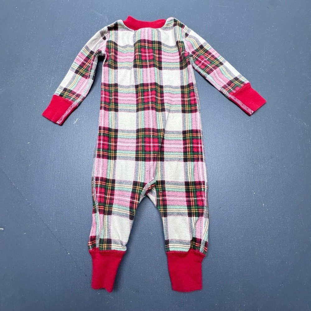 Hanna Andersson Baby Girls 6-12M Red Plaid Organic Cotton Zip Romper Sleeper PJs
